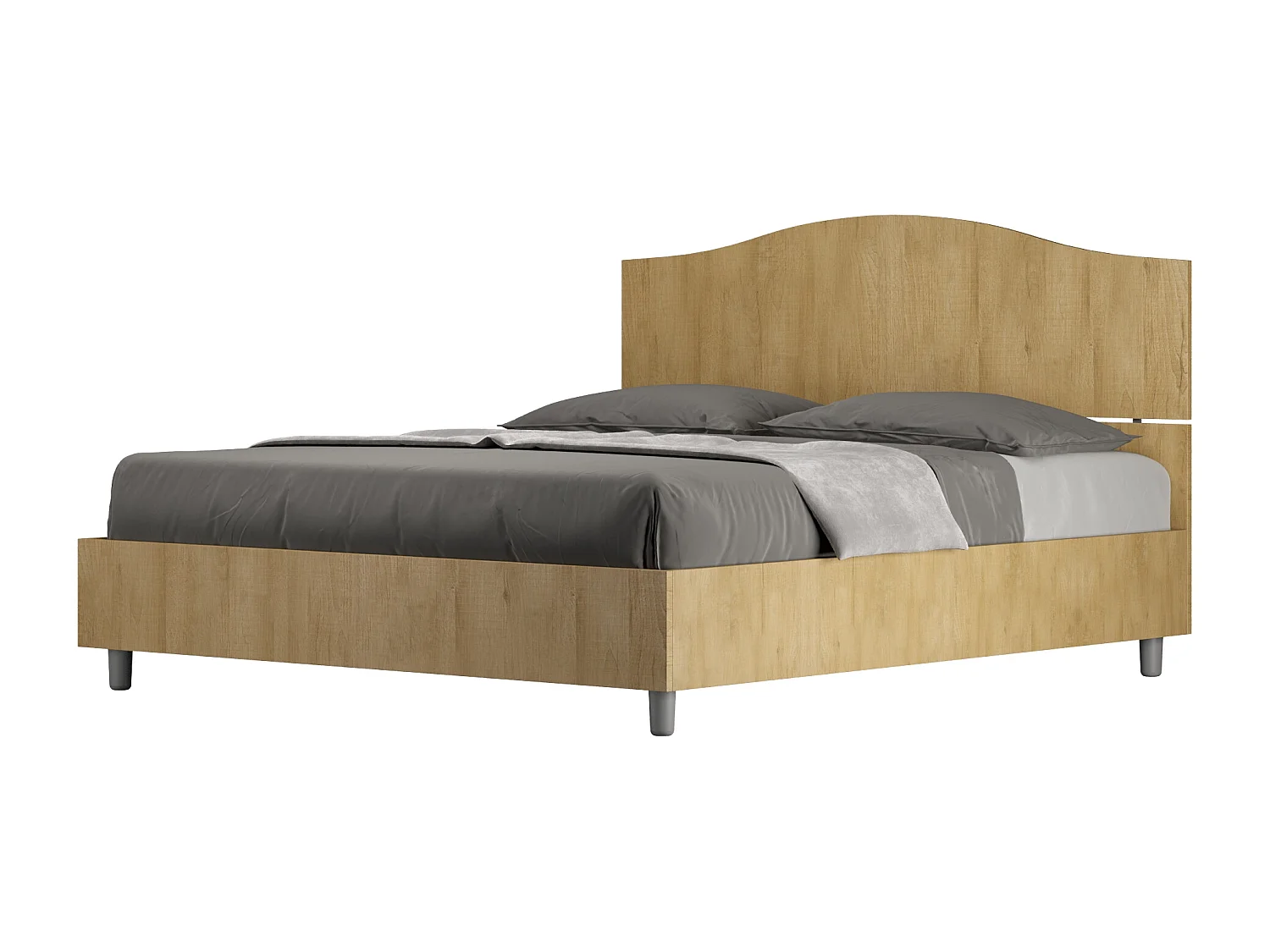 Cama con almacenaje 160x200 roble natural Dores