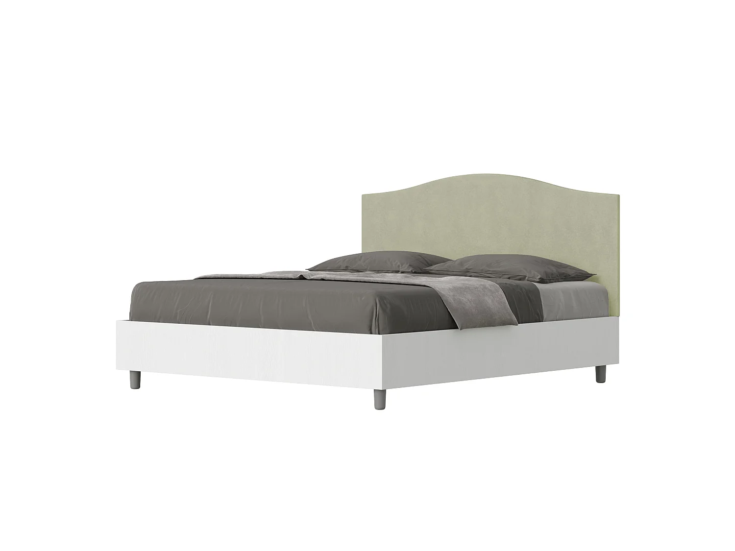 Bett mit Bettkasten 160x200 Bettgestell Esche weiß Bett-Kopfteil mit Mikrofaserbezug Grün Grace