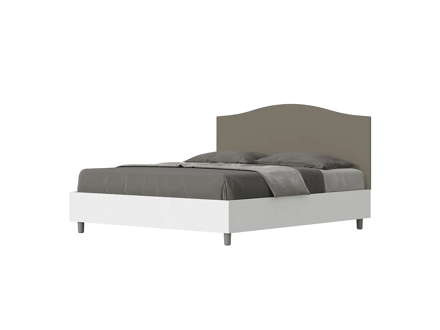 Lit coffre 160x200 structure frêne blanc tête de lit similicuir cappuccino Grace
