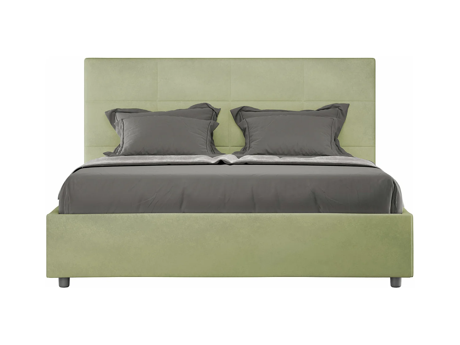 Lit double coffre rembourré 140x190 microfibre vert Mika