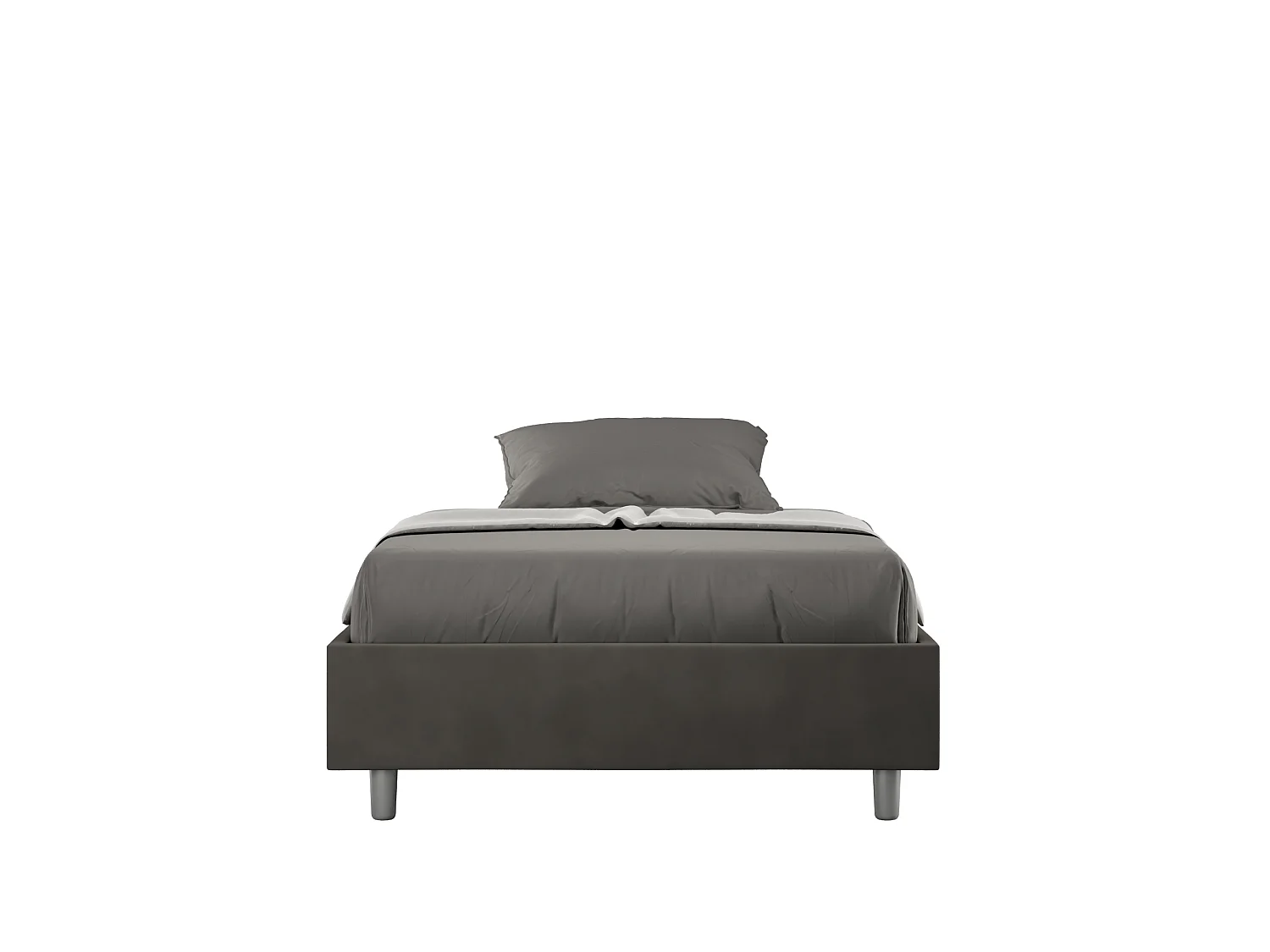 Cadre de lit 1 place et demi coffre rembourré 120x190 microfibre gris Azelia