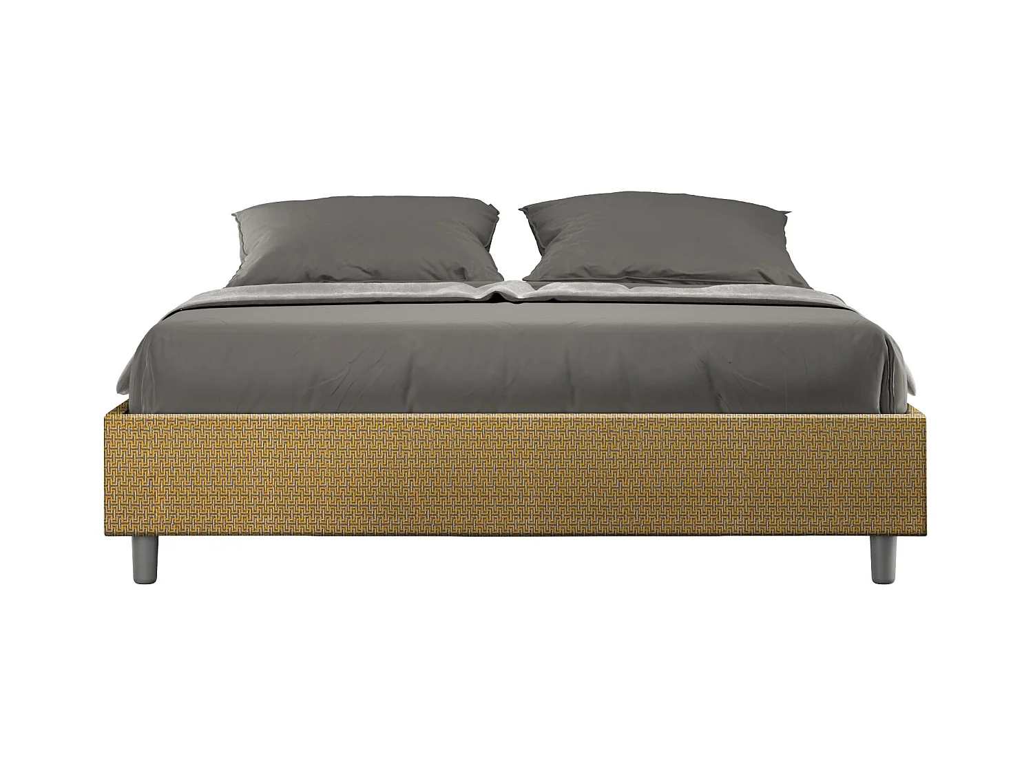 Lit coffre rembourré 160x210 tissu Labirinto 06 jaune Azelia