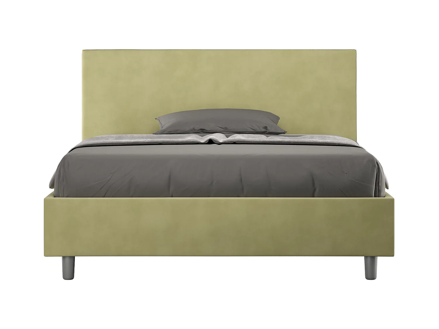 Lit double coffre rembourré 140x190 microfibre vert Adele