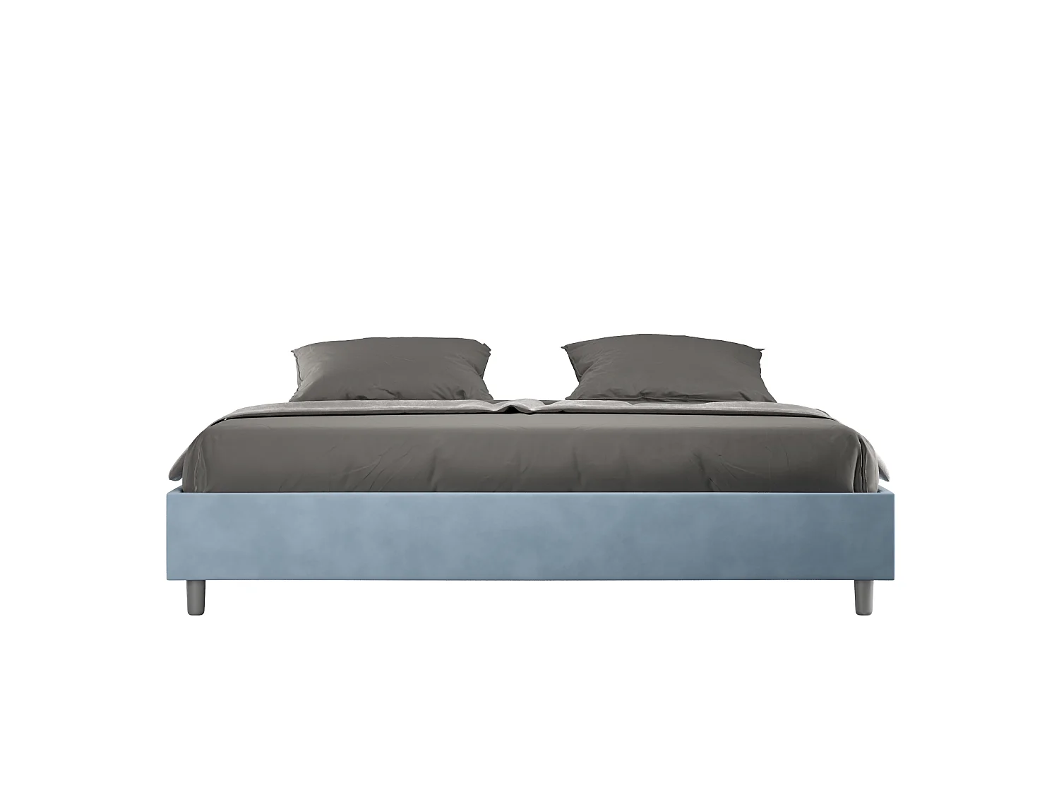 Cadre de lit king size coffre rembourré 200x210 microfibre bleu clair Azelia