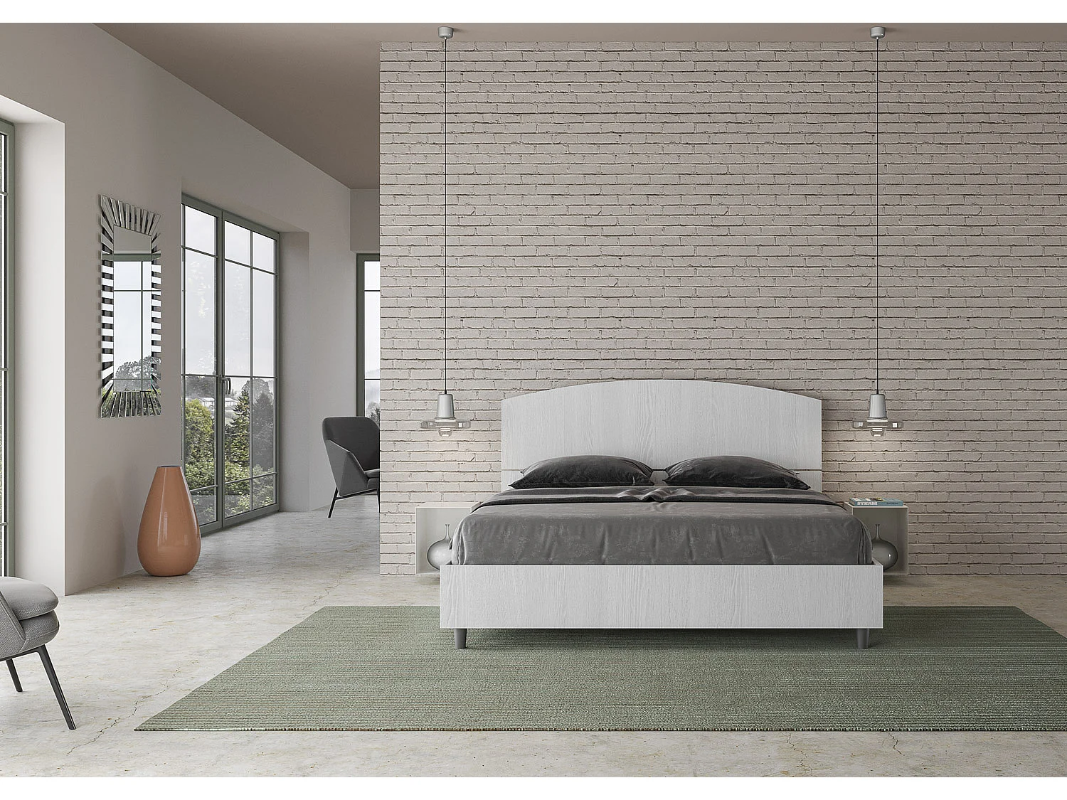 Lit coffre 160x200 frêne blanc Dora