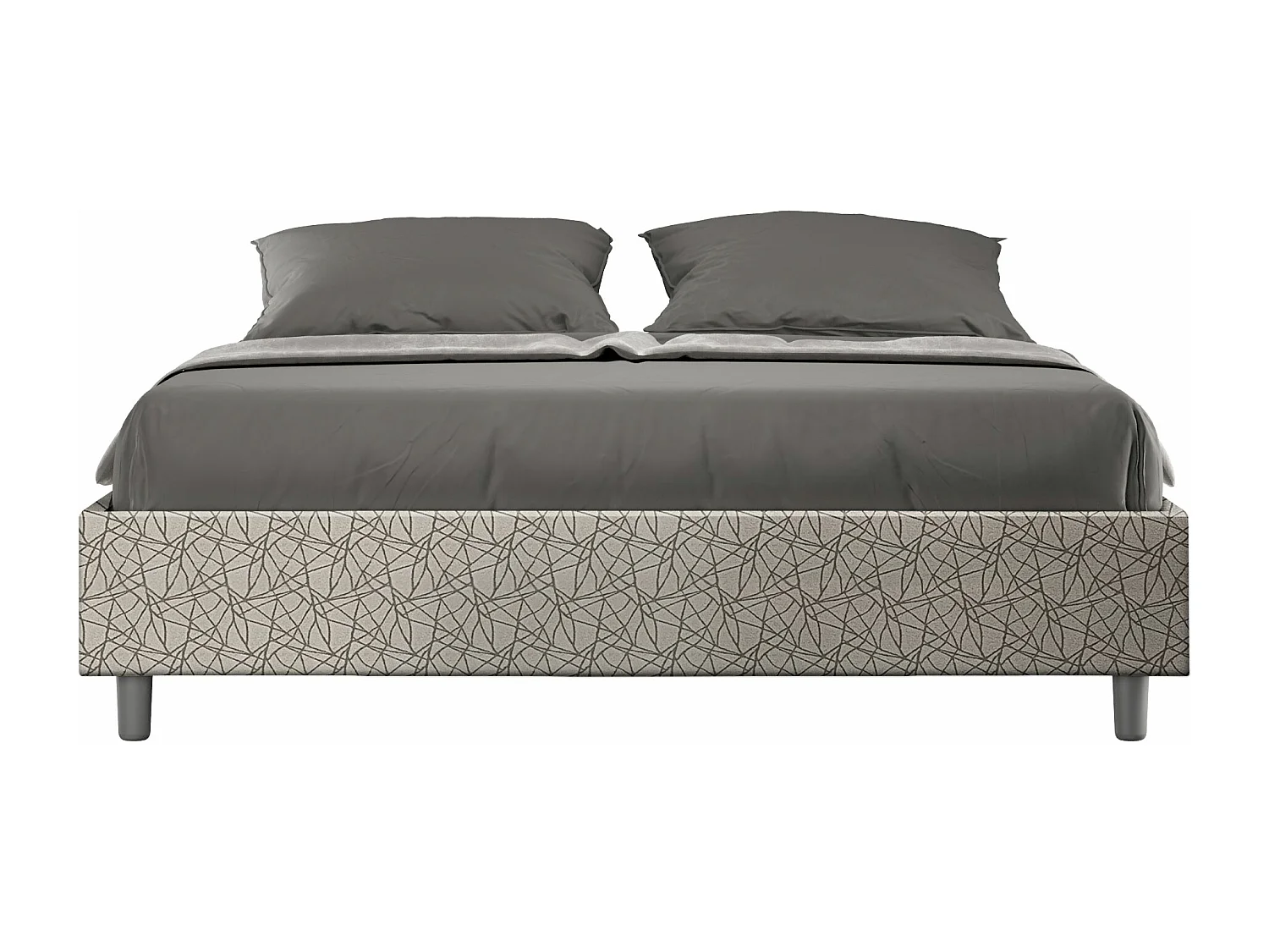 Lit coffre rembourré 160x210 tissu Era 02 gris Azelia