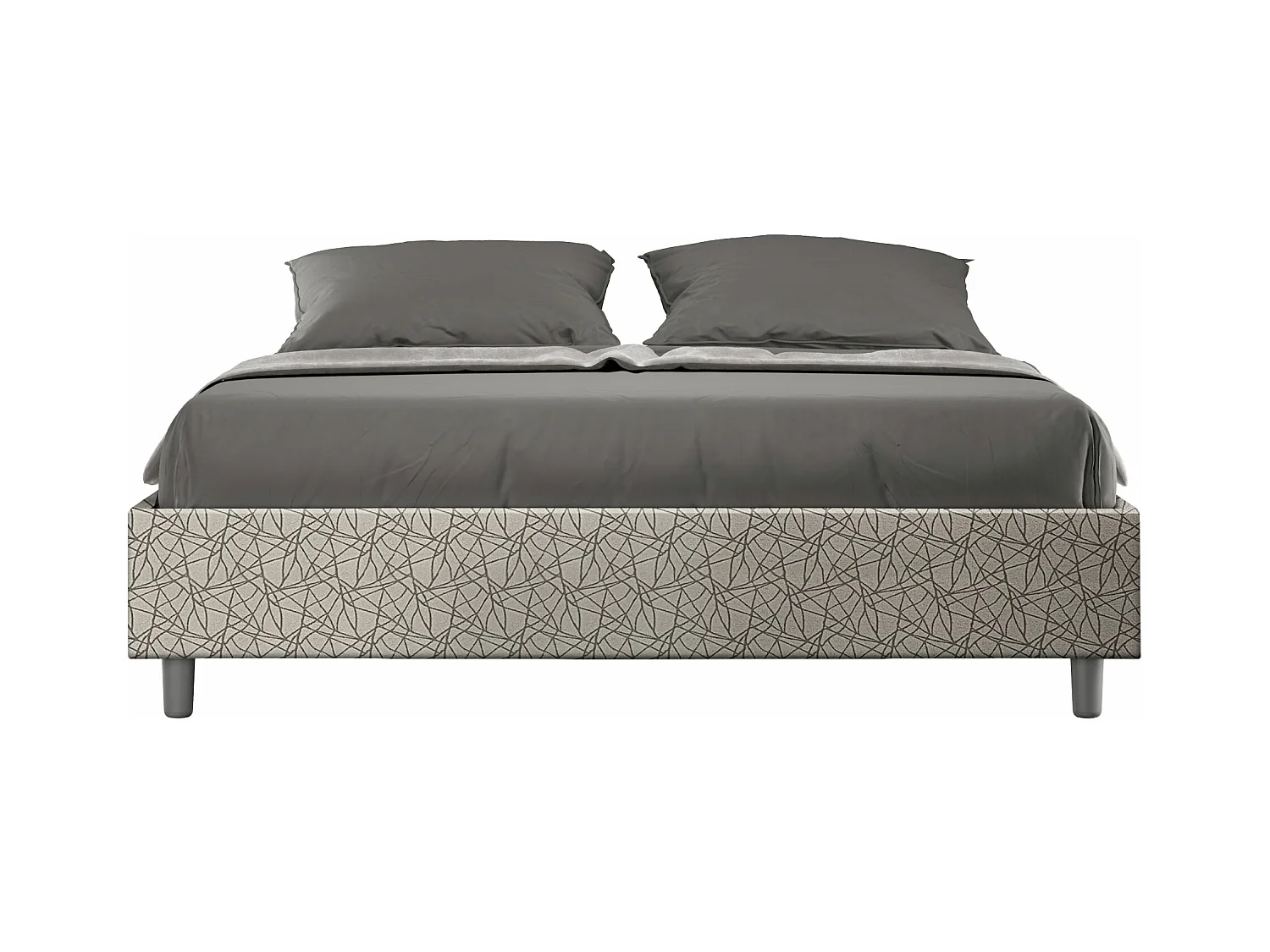 Lit coffre rembourré 160x210 tissu Era 02 gris Azelia