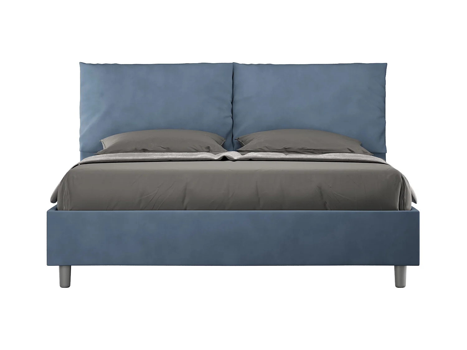 Lit coffre rembourré 160x210 microfibre bleu Antea