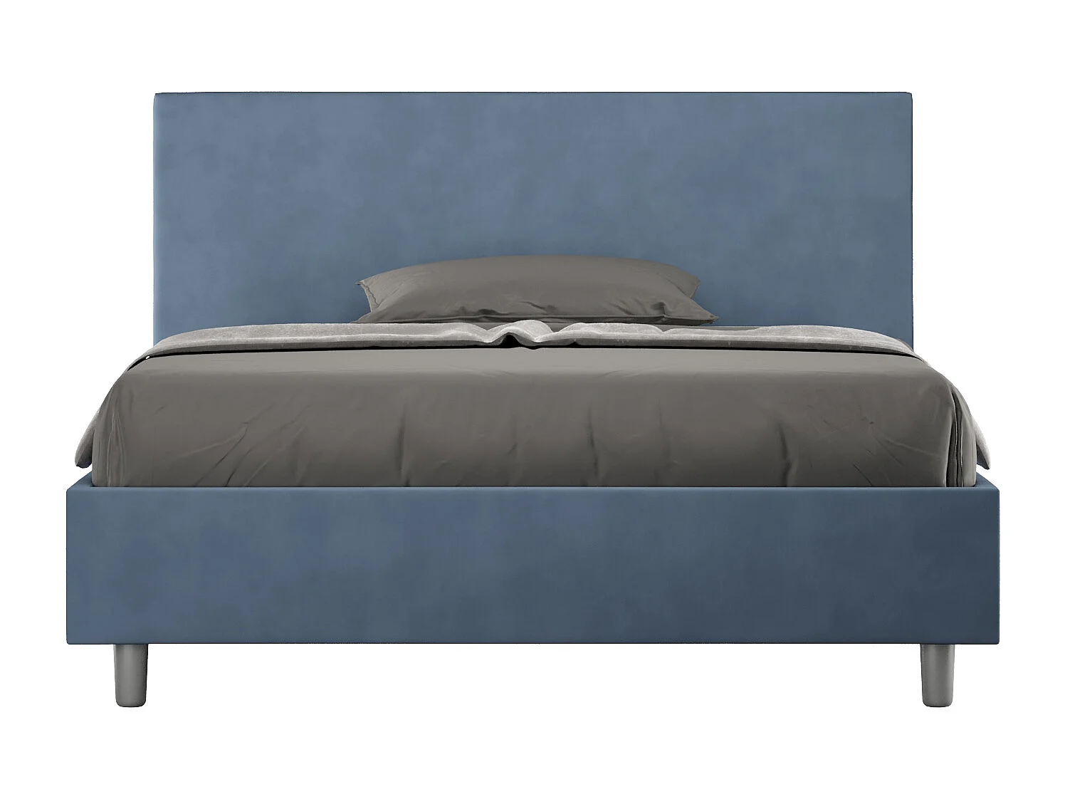 Lit double coffre rembourré 140x200 microfibre bleu Adele