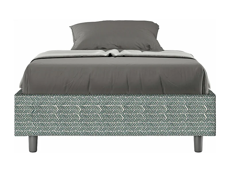 Cadre de lit 1 place et demi coffre rembourré 120x190 tissu Aragona 7 bleu clair Azelia