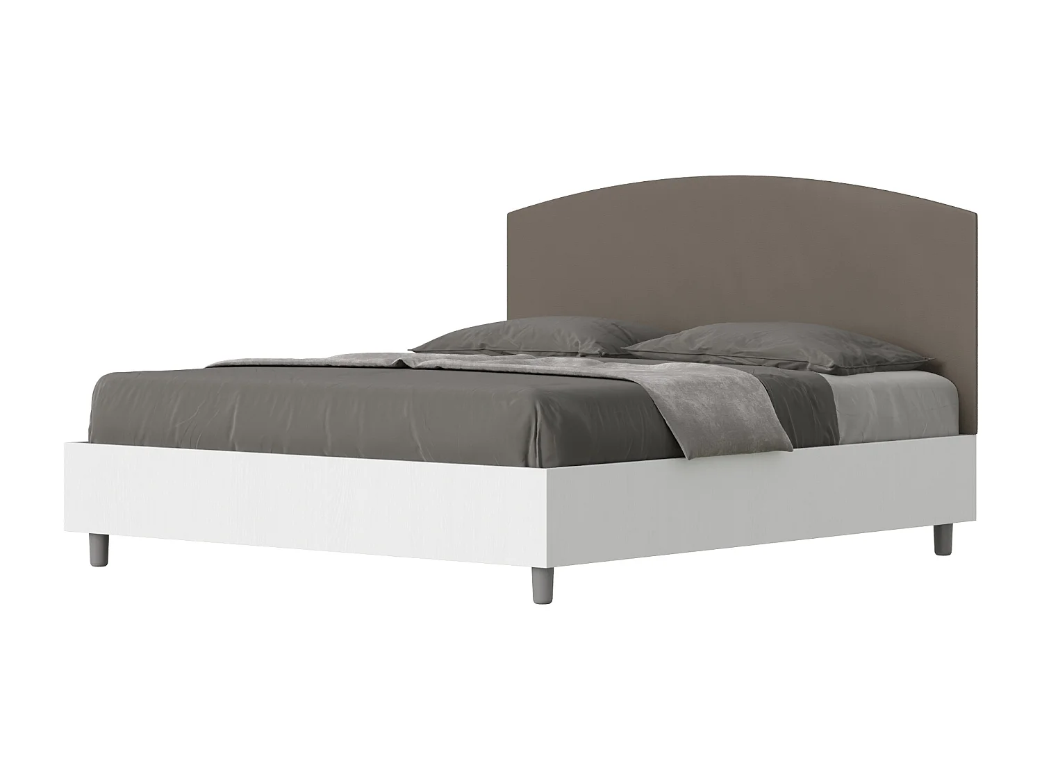 Cama de arrumação 160x200 estrutura em cinza branco com cabeceira em imitação de melamina/cappuccino Antilia