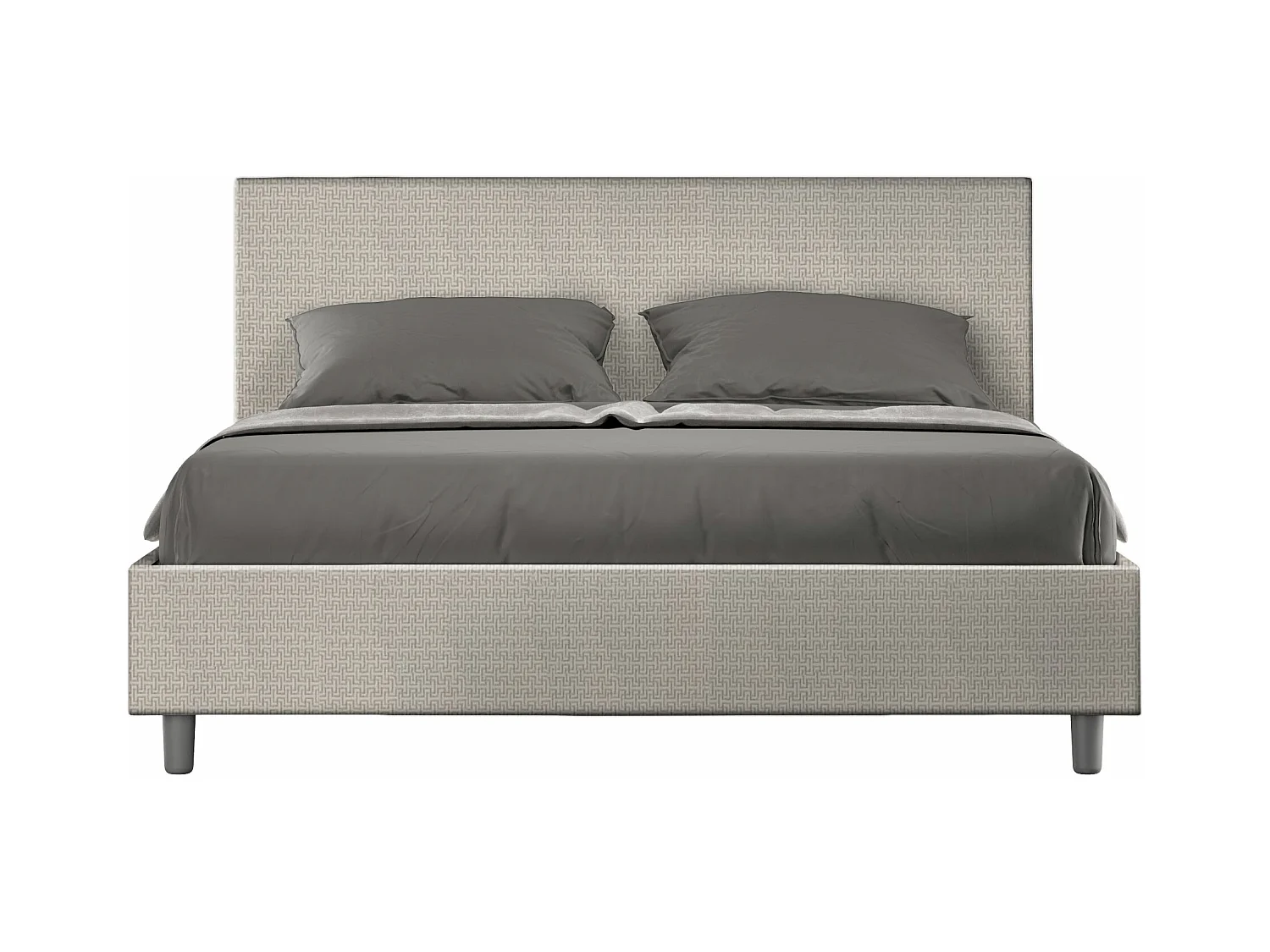 Lit coffre rembourré 160x200 tissu Labirinto 01 blanc Adele