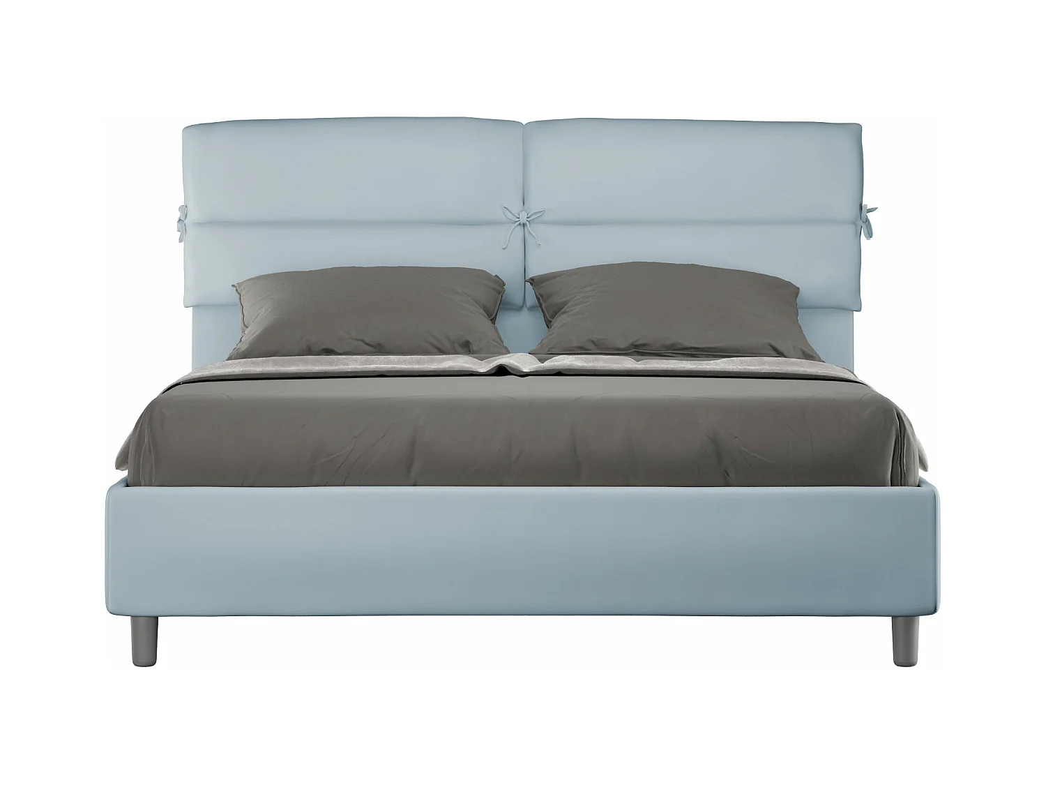 Lit coffre rembourré 160x210 microfibre bleu clair Nandy