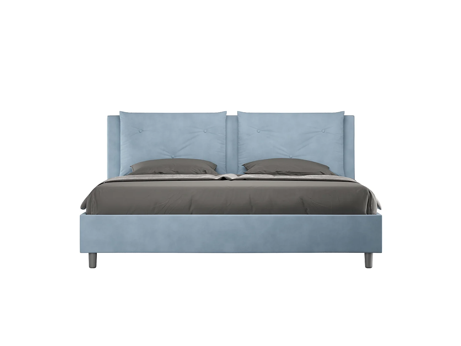 Gepolstertes Bett mit Bettkasten 180x210 mit Mikrofaserbezug Himmelblau Appia