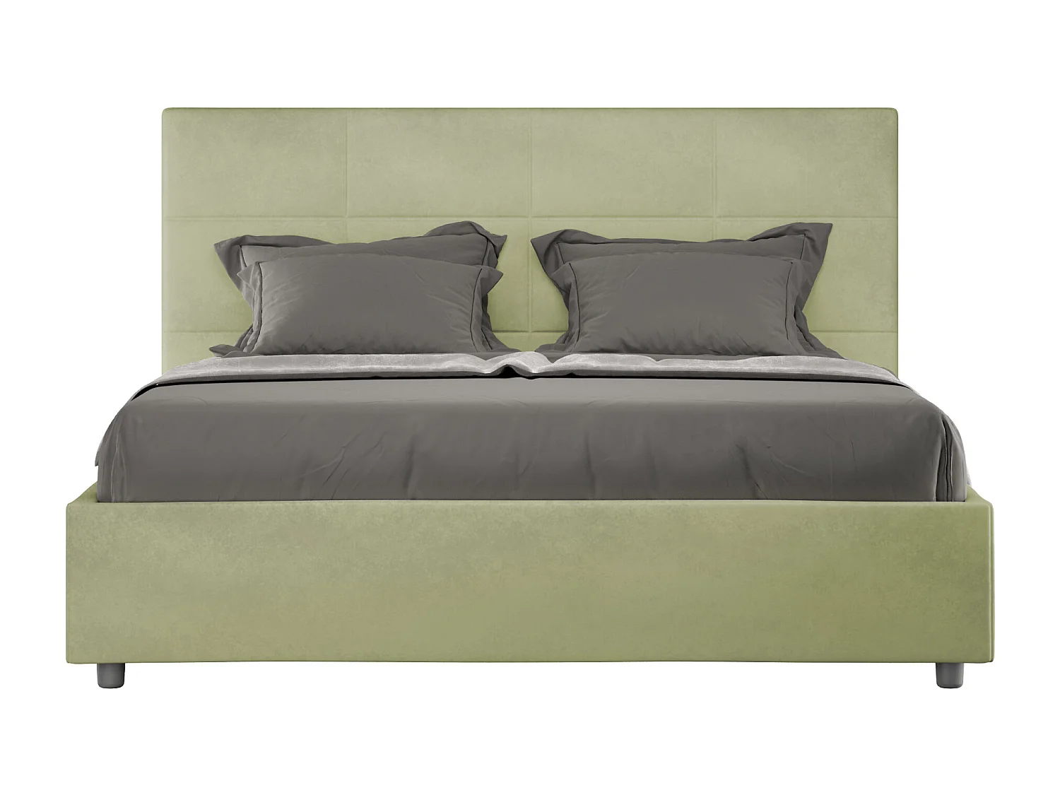 Lit coffre rembourré 160x200 microfibre vert Mika