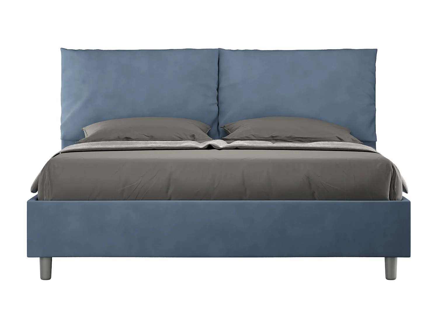 Lit coffre rembourré 160x200 microfibre bleu Antea