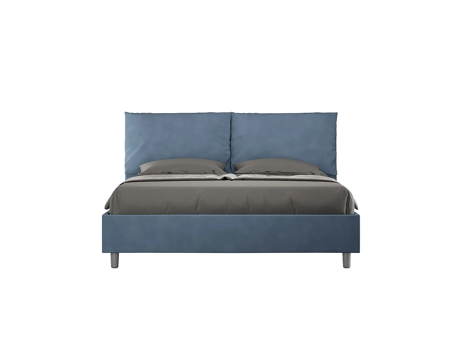Gepolstertes Bett mit Bettkasten 160x200 mit Mikrofaserbezug Blau Antea