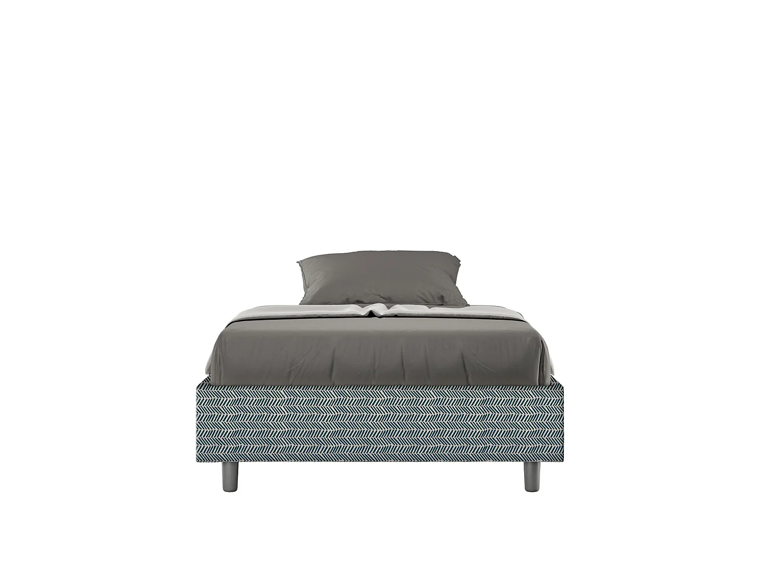 Cadre de lit 1 place et demi coffre rembourré 120x200 tissu Aragona 8 bleu Azelia