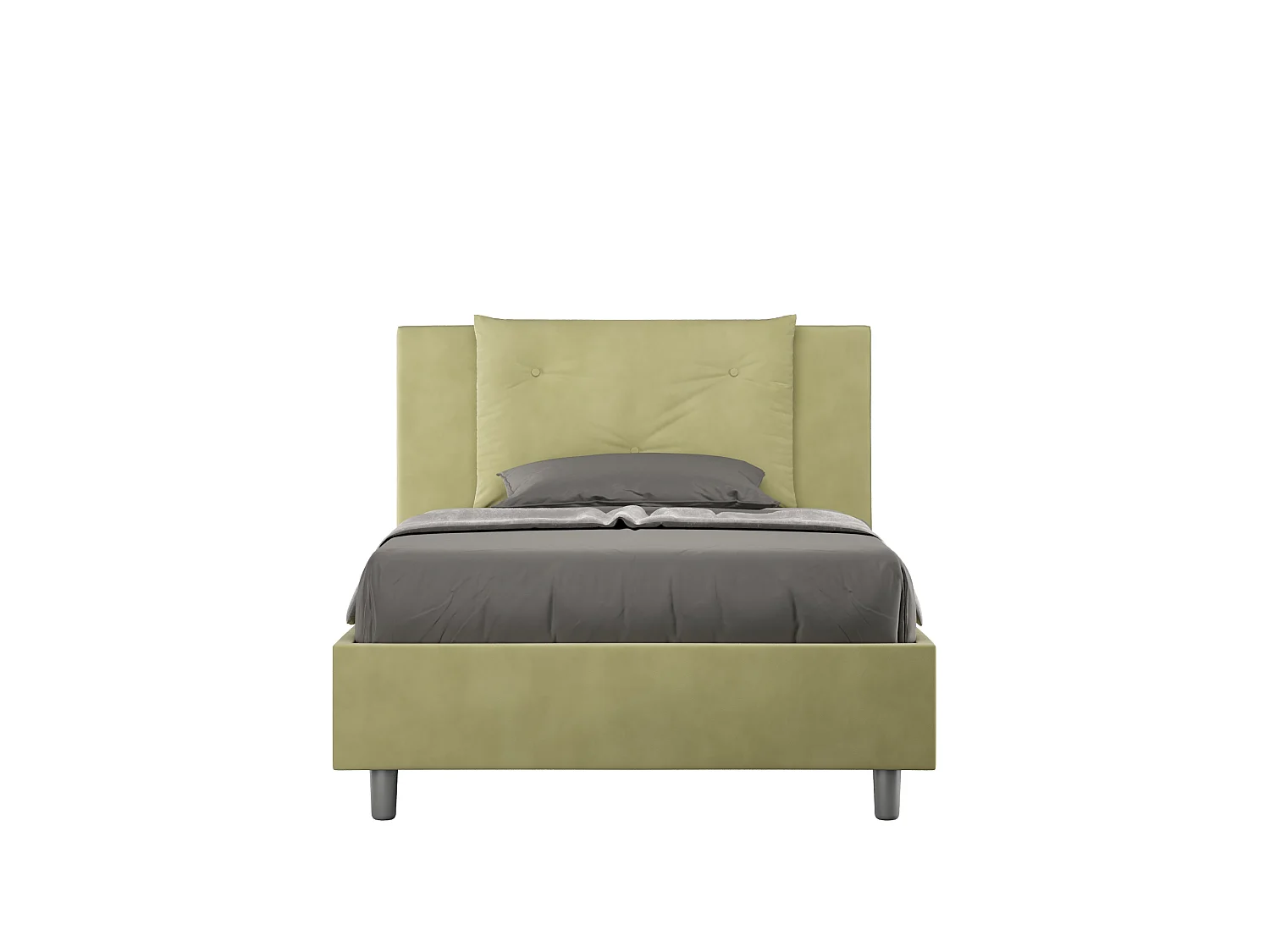 Letto una piazza e mezza contenitore imbottito 120x200 microfibra tè verde Appia