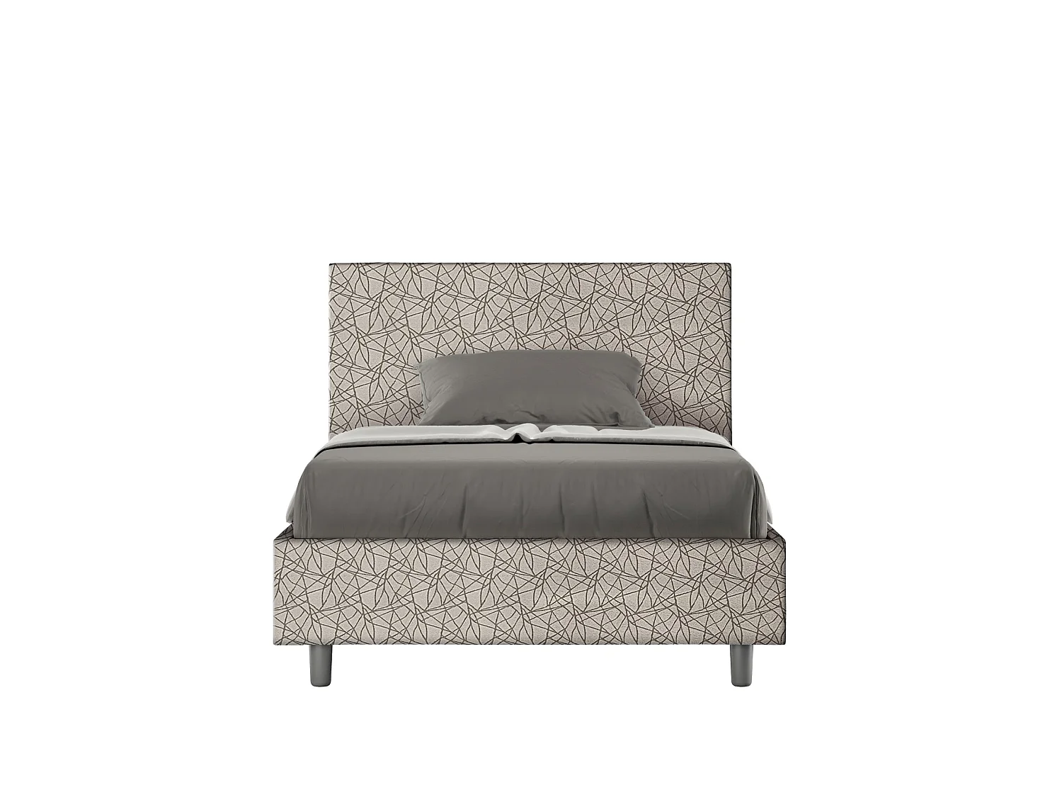 Lit 1 place et demi coffre rembourré 120x210 tissu Era 2 gris Adele