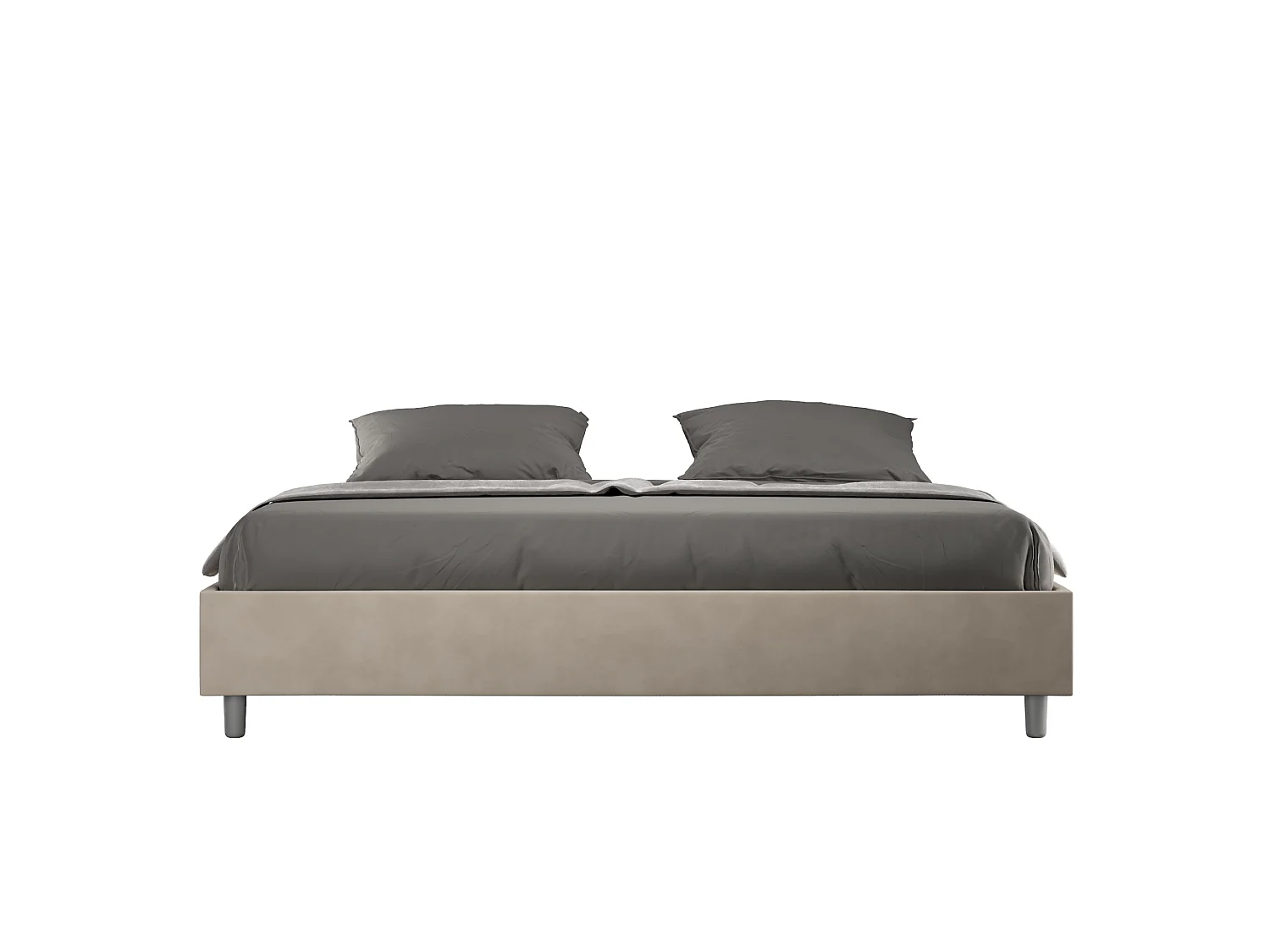 Cadre de lit king size coffre rembourré 200x210 microfibre sable Azelia