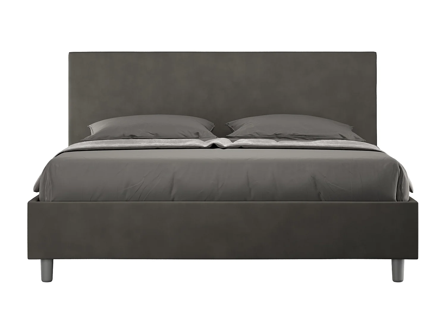 Lit coffre rembourré 160x190 microfibre gris Adele