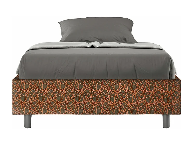 Letto una piazza e mezza contenitore imbottito 120x200 tessuto Era 4 arancio Azelia