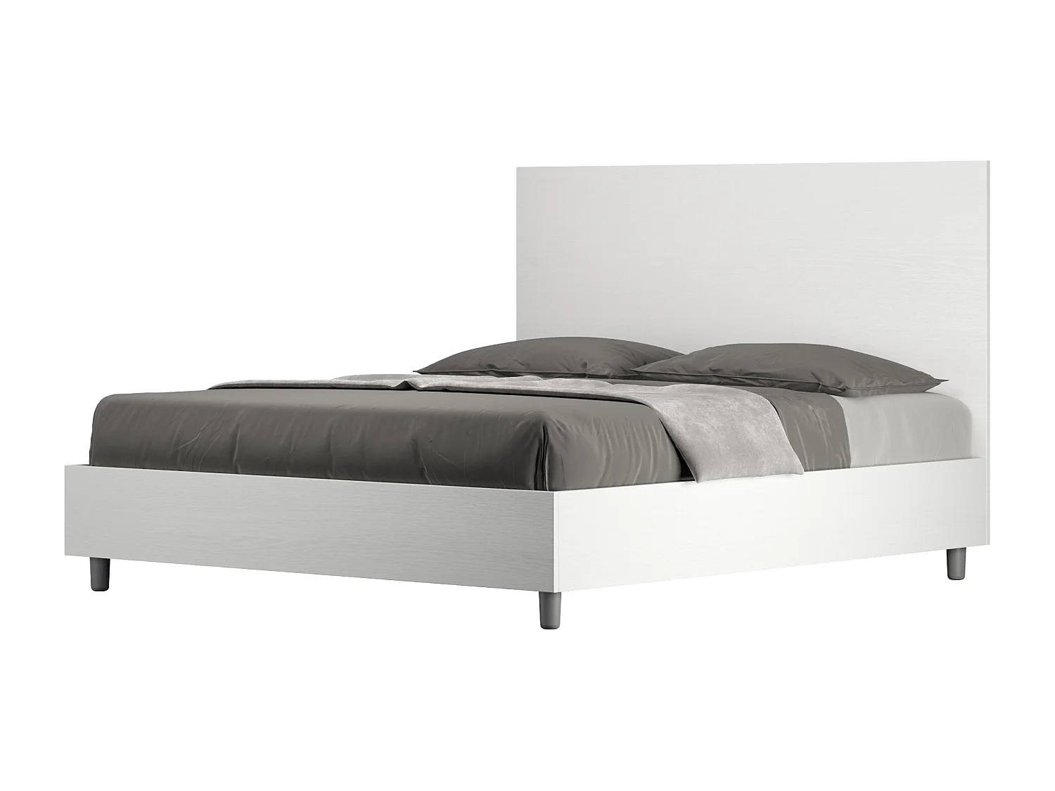 Cama de casal queen size com arrumação 160x200 cinza branca New Egos