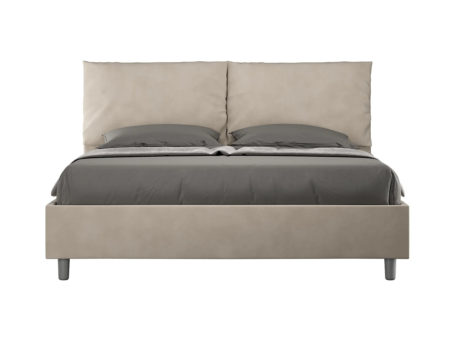 Lit coffre rembourré 160x200 microfibre sable Antea