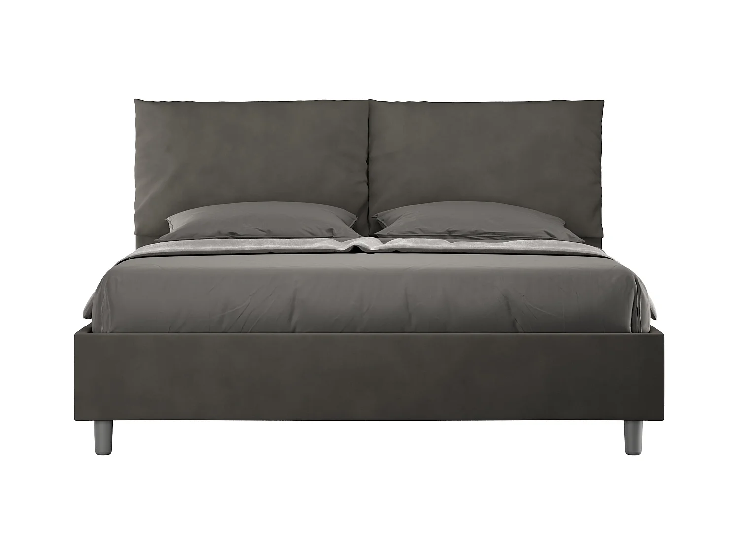 Lit coffre rembourré 160x210 microfibre gris Antea
