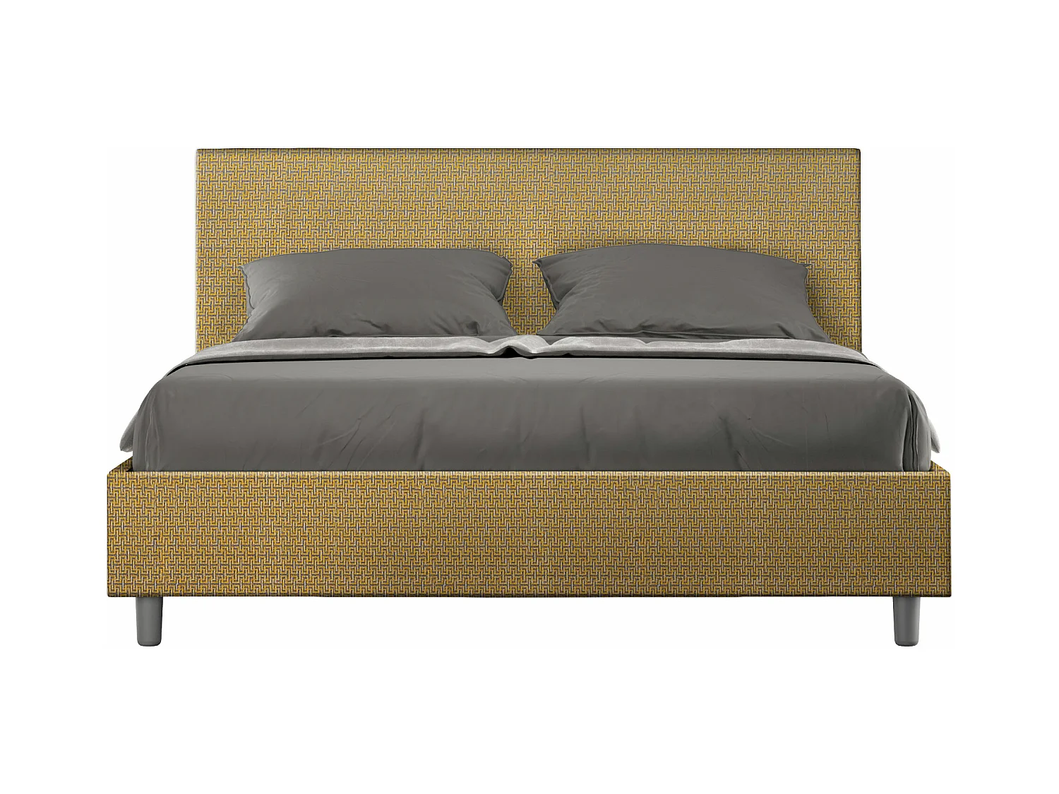 Lit coffre rembourré 160x200 tissu Labirinto 06 jaune Adele