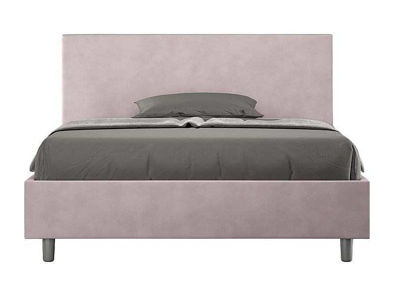 Lit double coffre rembourré 140x200 microfibre lilas Adele