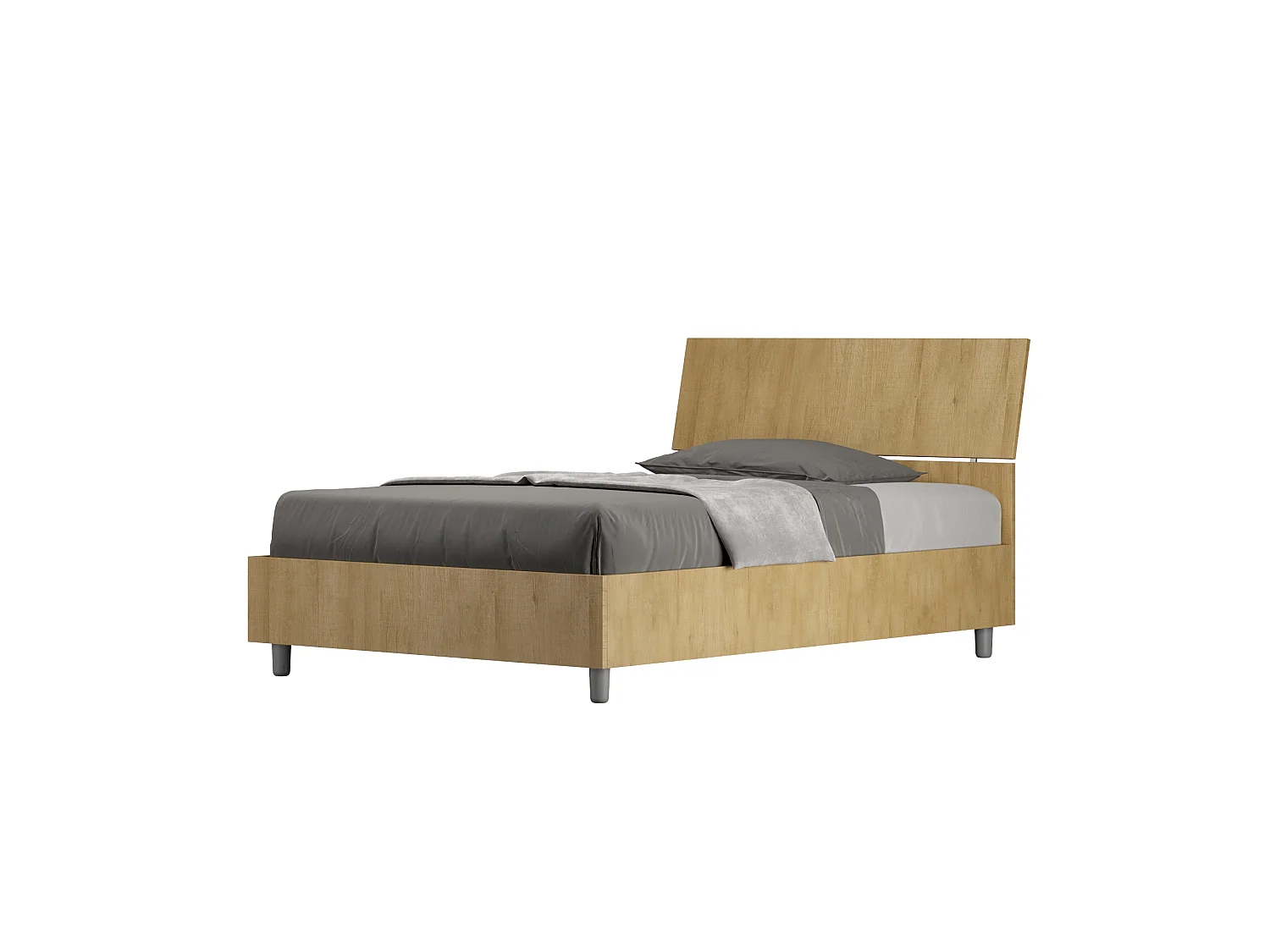 Letto una piazza e mezza contenitore 120x200 testata inclinata quercia Demas