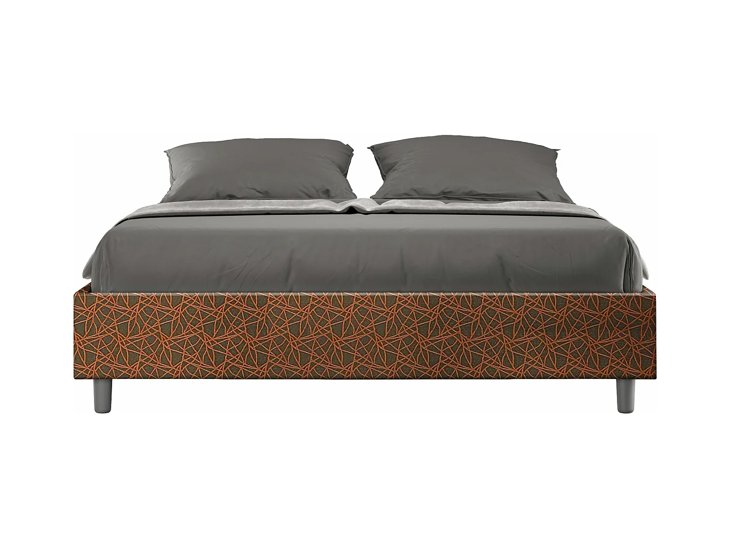 Lit coffre rembourré 160x210 tissu Era 04 orange Azelia