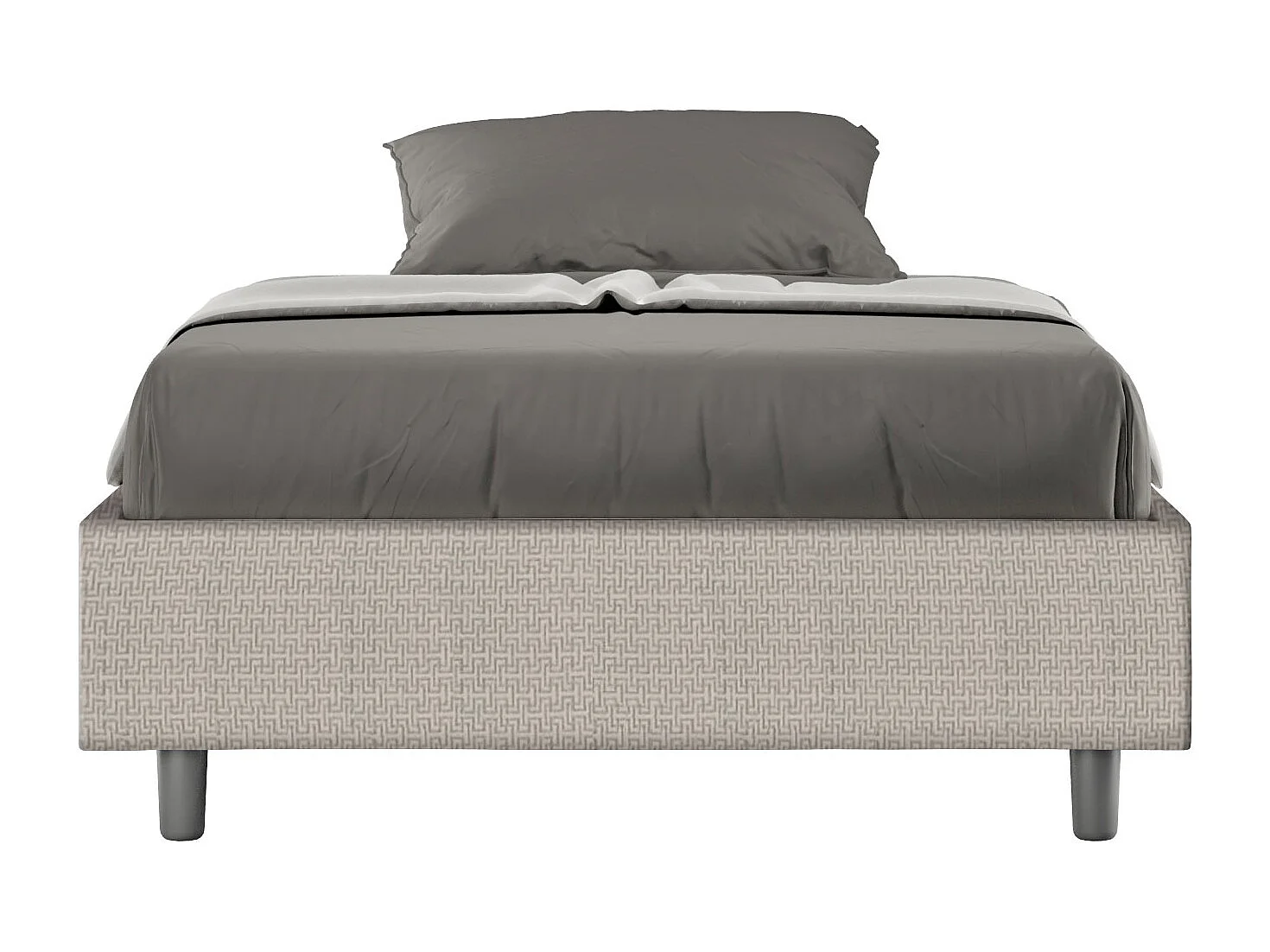 Cadre de lit 1 place et demi coffre rembourré 120x210 tissu Labirinto 1 blanc Azelia