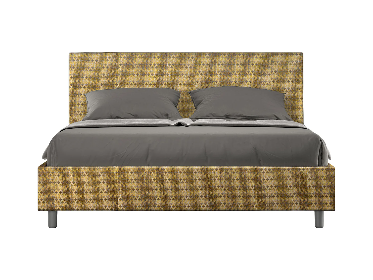 Lit coffre rembourré 160x210 tissu Labirinto 06 jaune Adele
