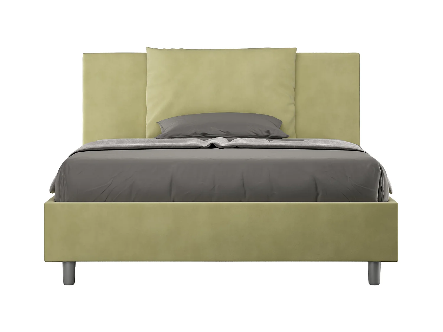 Lit double coffre rembourré 140x190 microfibre vert Antea