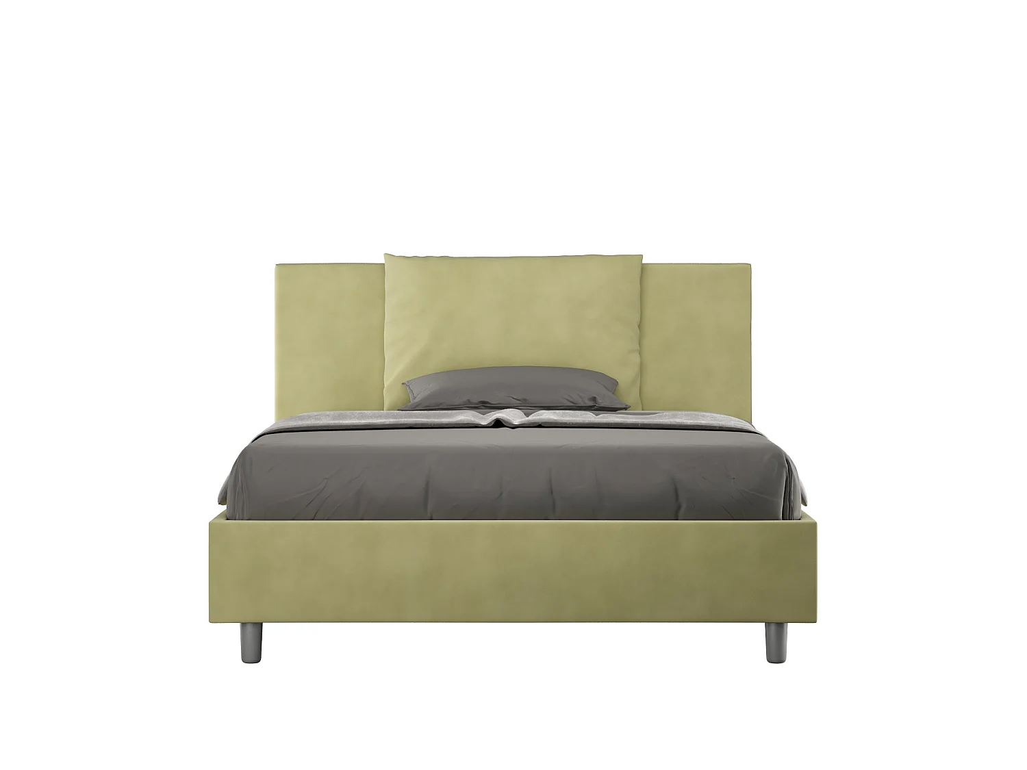 Letto matrimoniale francese contenitore imbottito 140x190 microfibra tè verde Antea