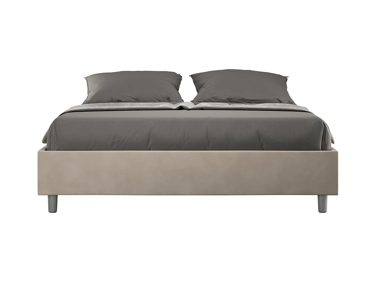Lit coffre rembourré 160x210 microfibre sable Azelia