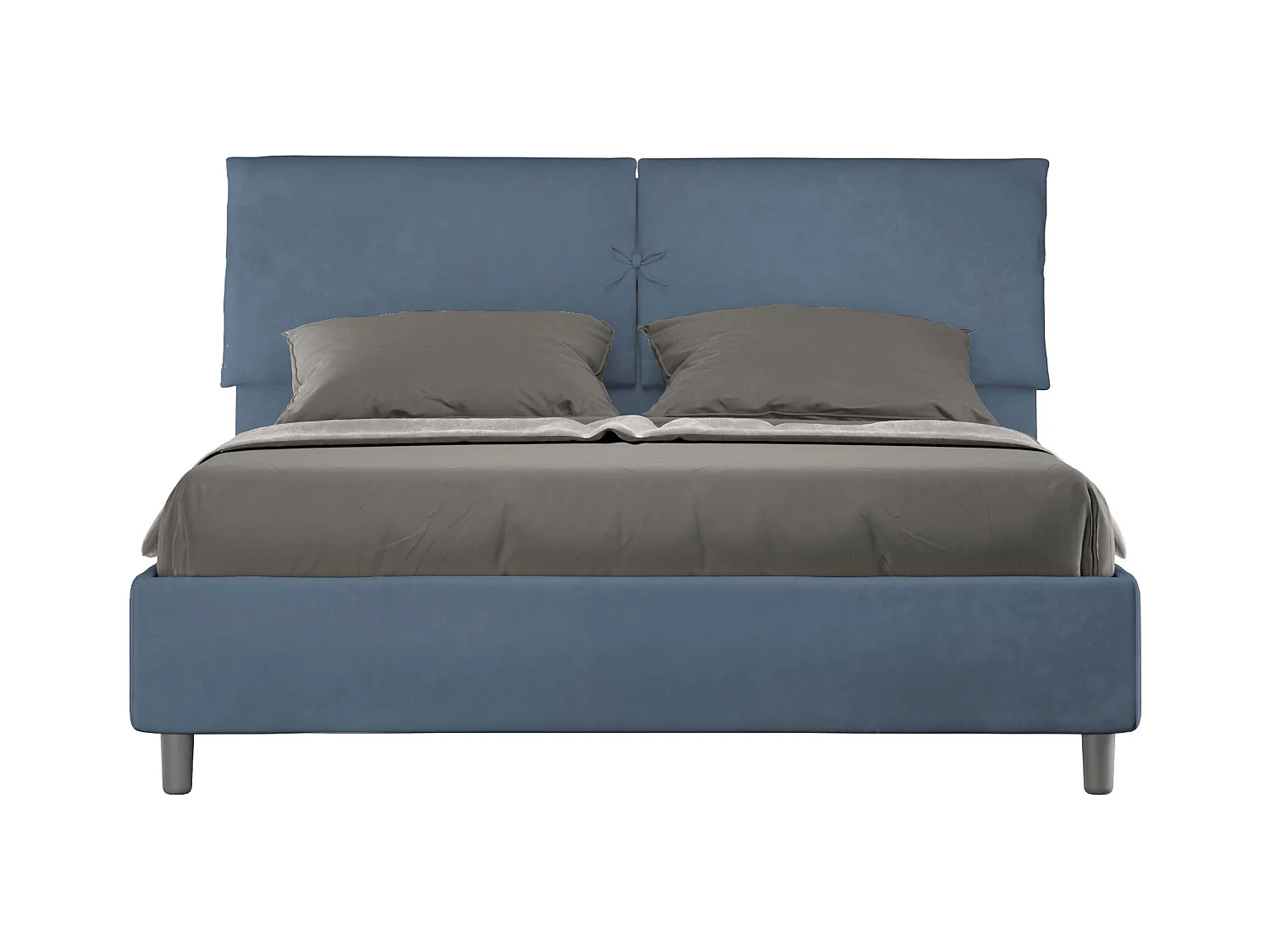 Lit coffre rembourré 160x210 microfibre bleu Mados
