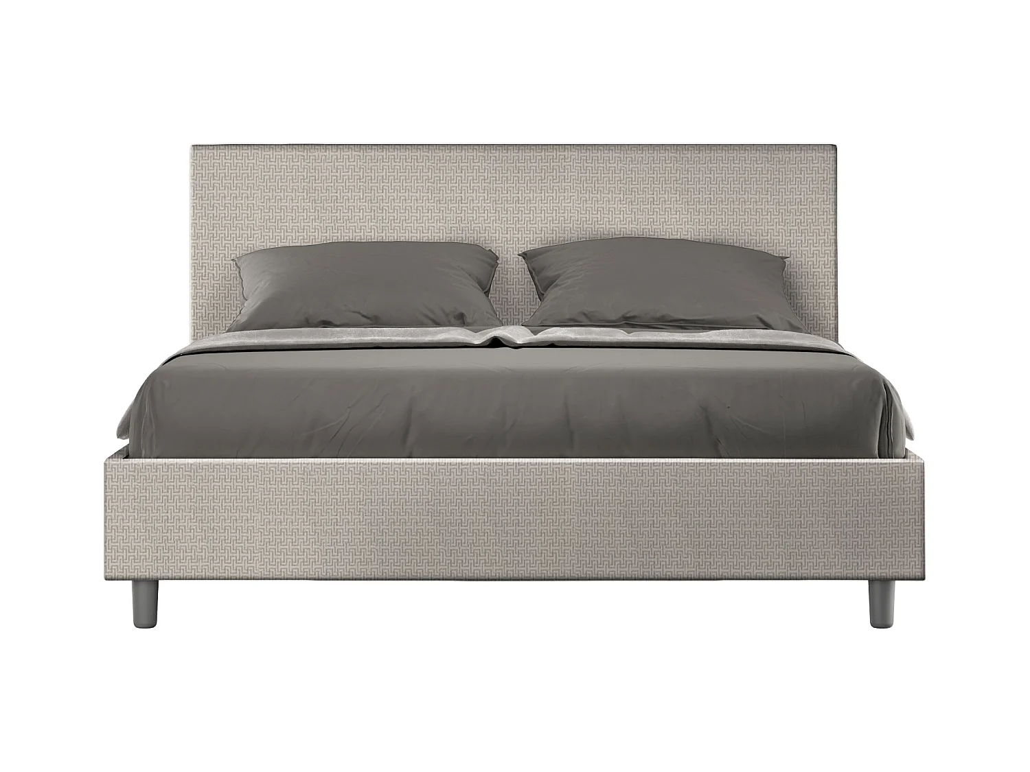 Lit coffre rembourré 160x210 tissu Labirinto 01 blanc Adele