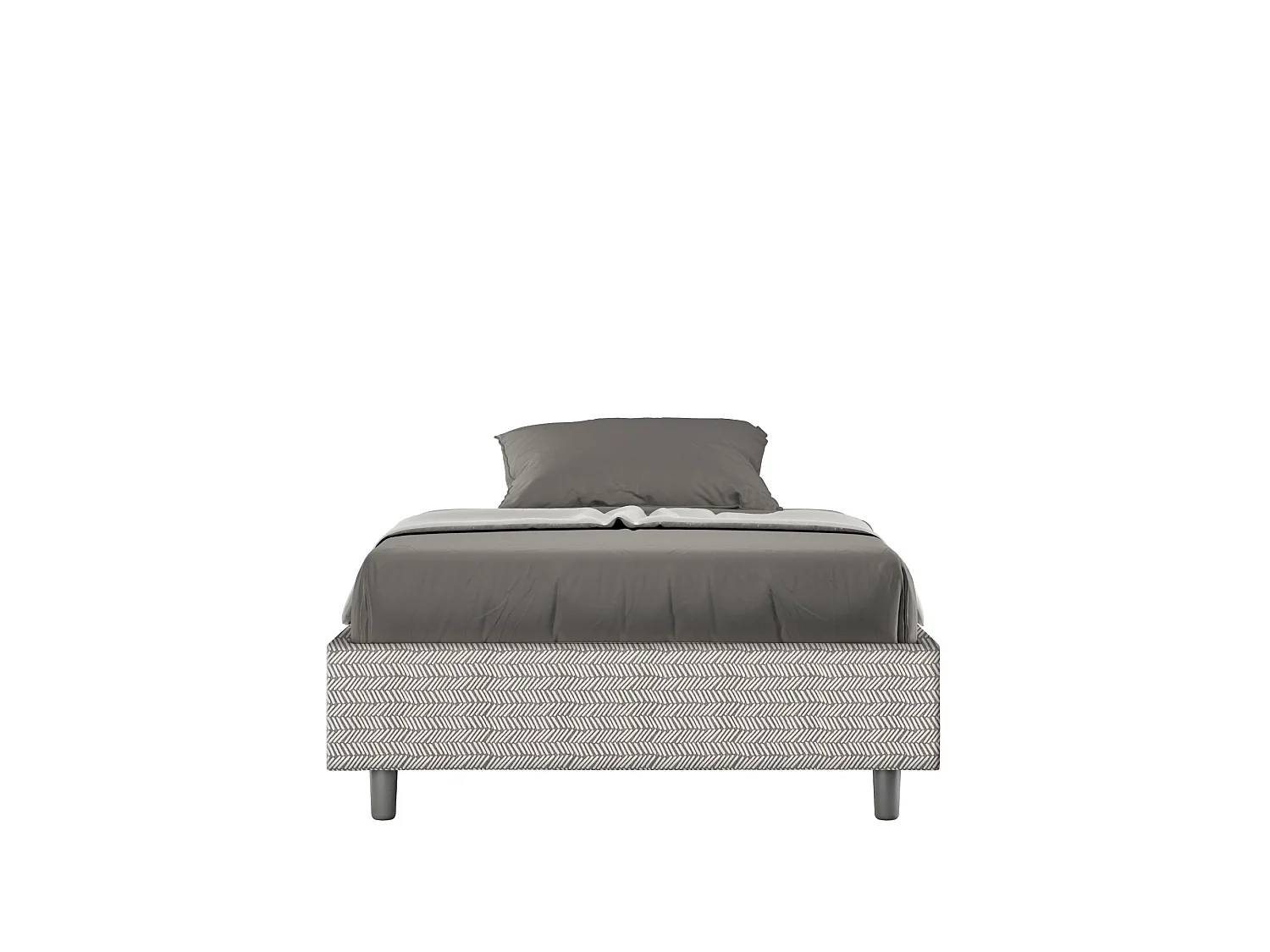 Cadre de lit 1 place et demi coffre rembourré 120x190 tissu Aragona 1 blanc Azelia