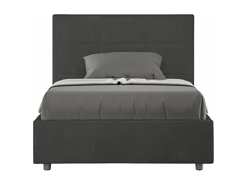Letto contenitore imbottito 120x210 microfibra grigio Mika
