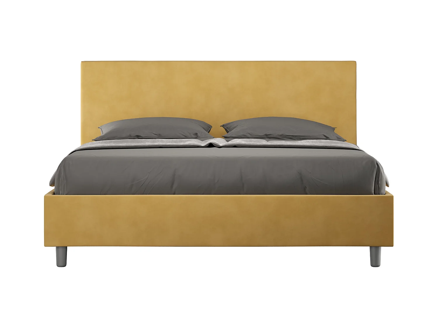 Lit coffre rembourré 160x200 microfibre ocre Adele