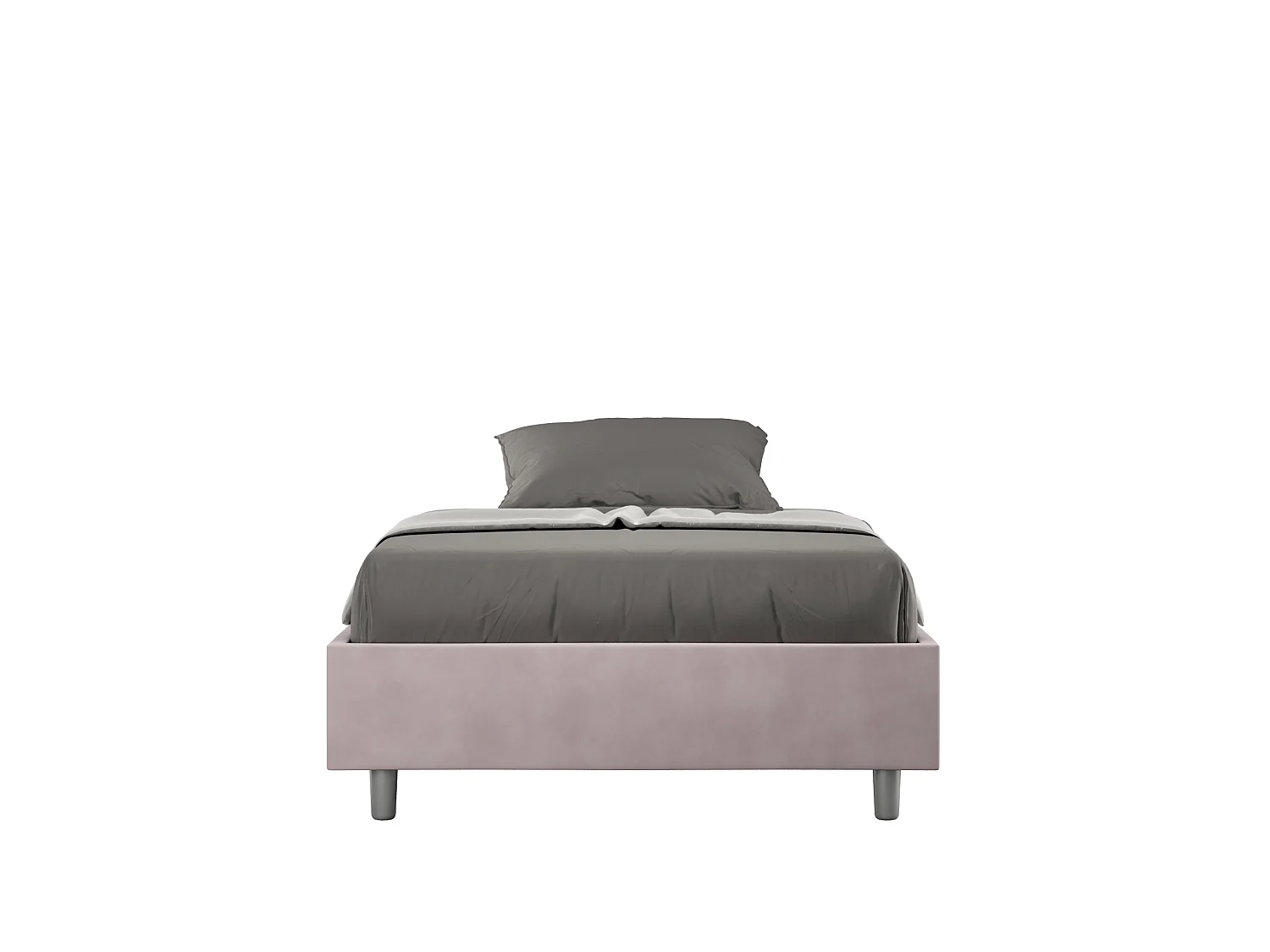 Cadre de lit 1 place et demi coffre rembourré 120x210 microfibre lilas Azelia