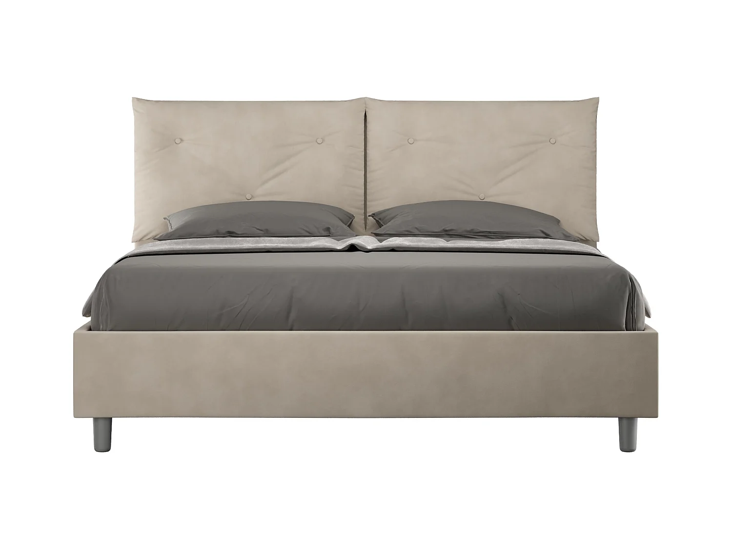 Lit coffre rembourré 160x210 microfibre sable Appia