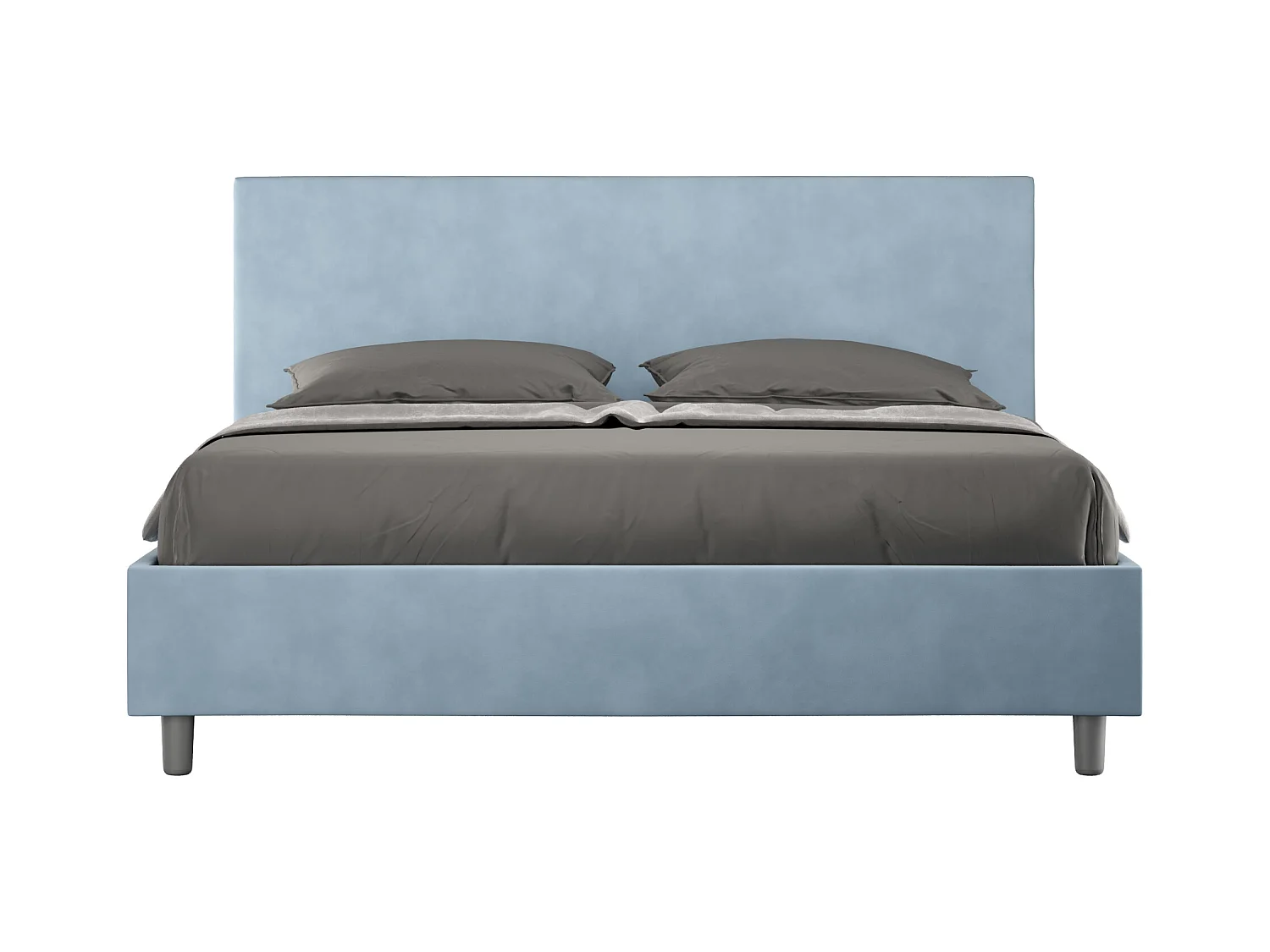 Lit coffre rembourré 160x210 microfibre bleu clair Adele