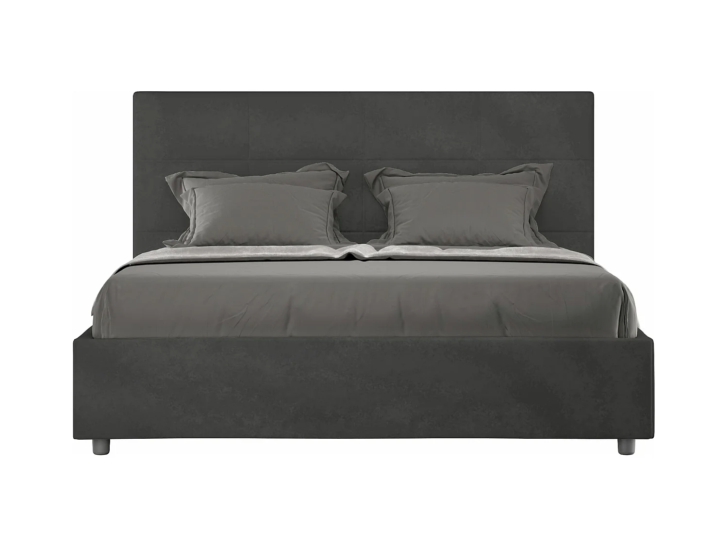 Lit coffre rembourré 160x200 microfibre gris Mika