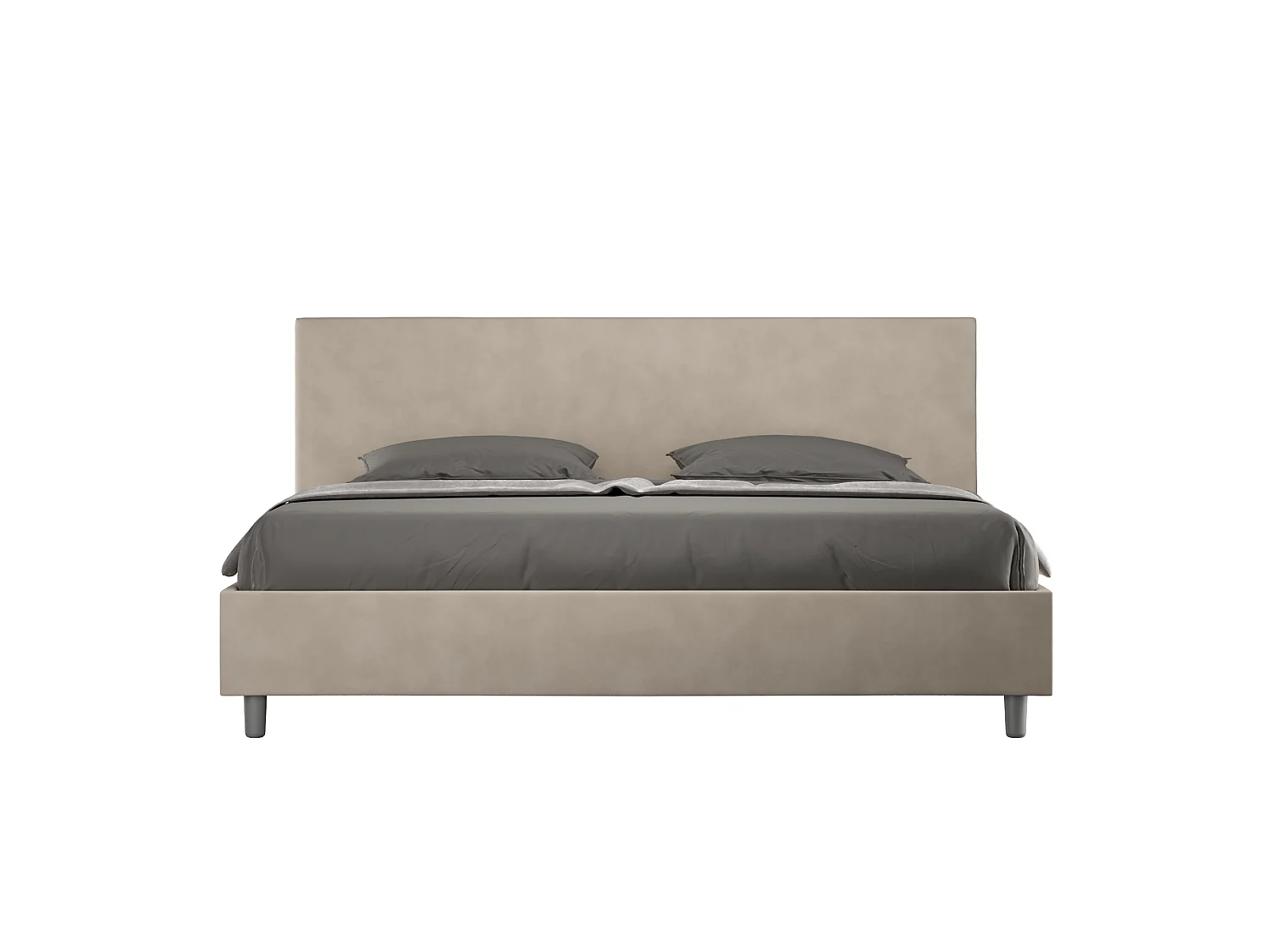 Gepolstertes Bett mit Bettkasten 200x200 mit Mikrofaserbezug Sandfarbe Adele