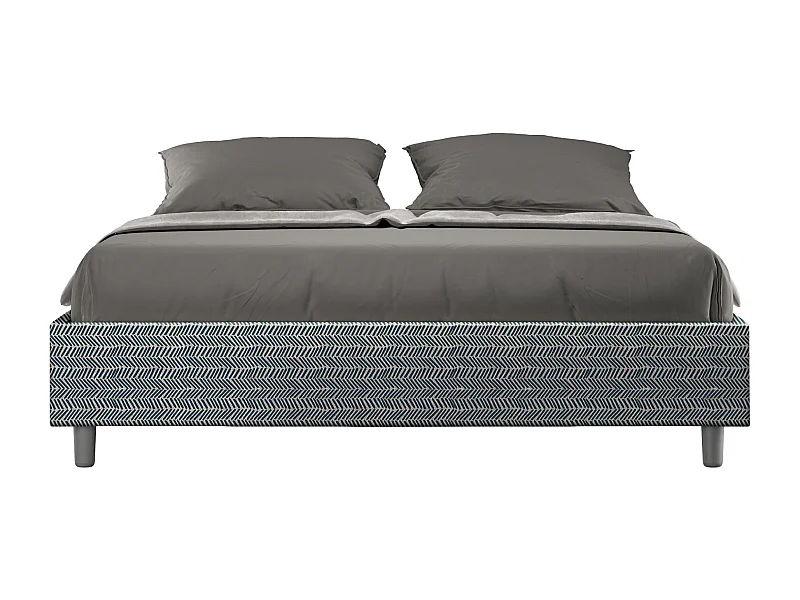 Lit coffre rembourré 160x200 tissu Aragona 8 bleu Azelia